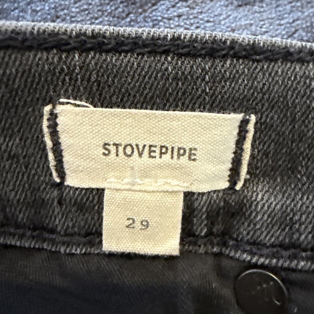 Madewell Gray Faded Black Stovepipe Straight Leg Raw Hem Jeans, Size 29 - Picture 8 of 15